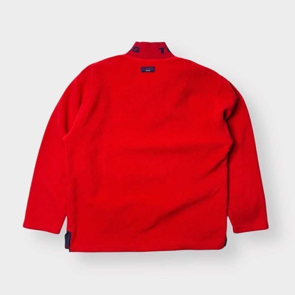 Vtg 90s Y2K Tommy Hilfiger 1/4 Zip Fleece Jacket, Big Logo Sweatshirt XL Sherpa - Picture 2 of 8